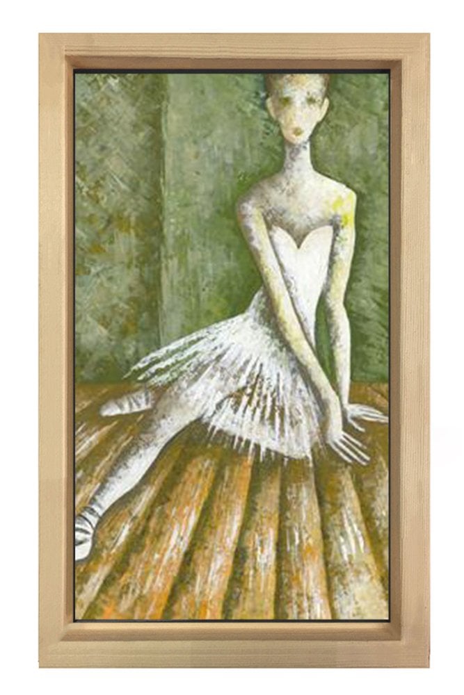 Balerin Tablosu Naturel Ahşap Çerçeve - 50x90