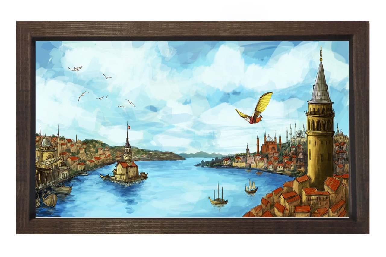 İstanbul Tablosu Kahverengi Ahşap Çerçeve - 100x150