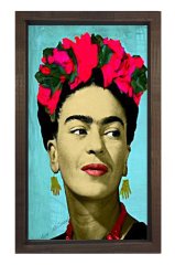Frida Kahlo Kahverengi Ahşap Çerçeve - 100x200