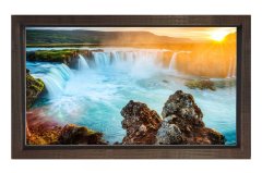 Güneşin Doğumu Şelale Tablosu Kahverengi Ahşap Çerçeve - 40x60