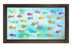 Balıklar Tablosu Kahverengi Ahşap Çerçeve - 45x30