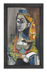 Woman With Turk Costume  Tablosu Siyah Ahşap - 50x70
