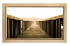 Derinlikli Köprü Manzarası Tablosu Naturel Ahşap Çerçeve - 50x90