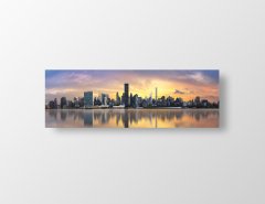 Deniz Kıyısı  ve Gökdelenler Tablosu Çerçevesiz - 150x50