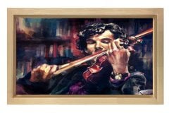Kemancı Adam Tablosu Naturel Ahşap Çerçeve - 50x90
