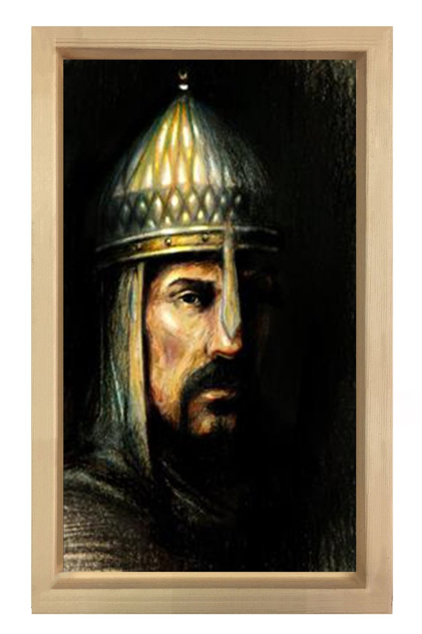 Sultan Alpaslan Tablosu Naturel Ahşap Çerçeve - 45x30