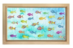 Balıklar Tablosu Naturel Ahşap Çerçeve - 100x150