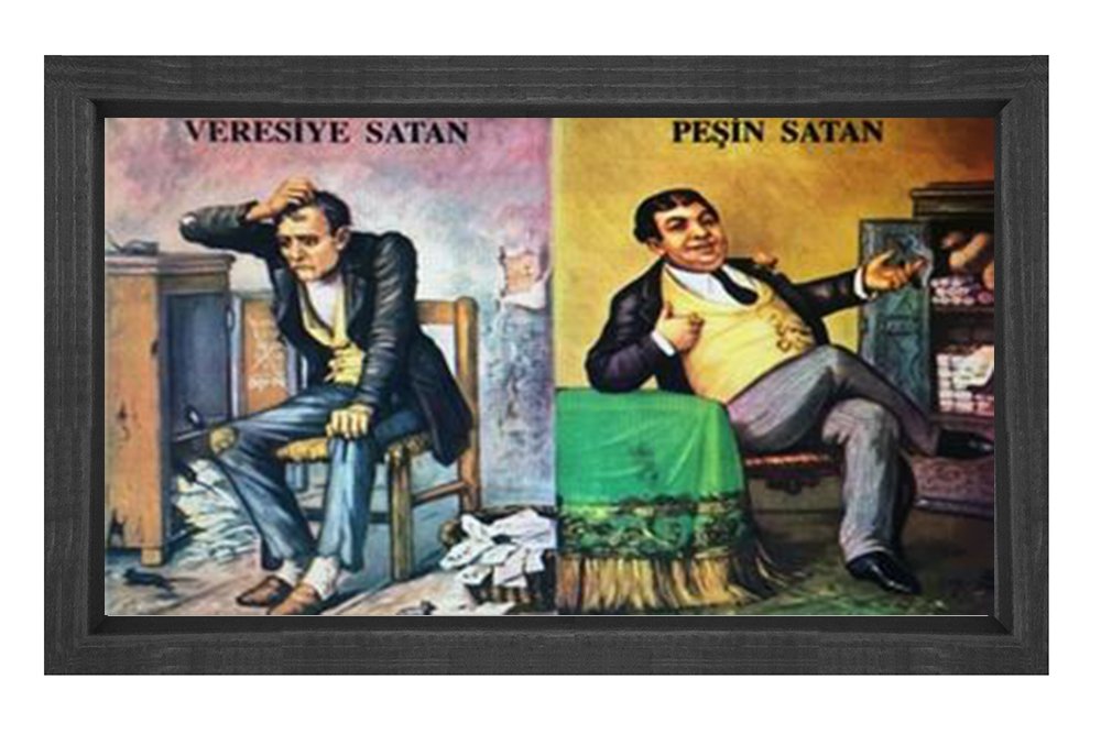 Veresiye Peşin Satan Tablosu Siyah Ahşap Çerçeve - 40x60