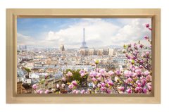 Eiffel  Kulesi Paris Tablosu Naturel Ahşap Çerçeve - 50x70
