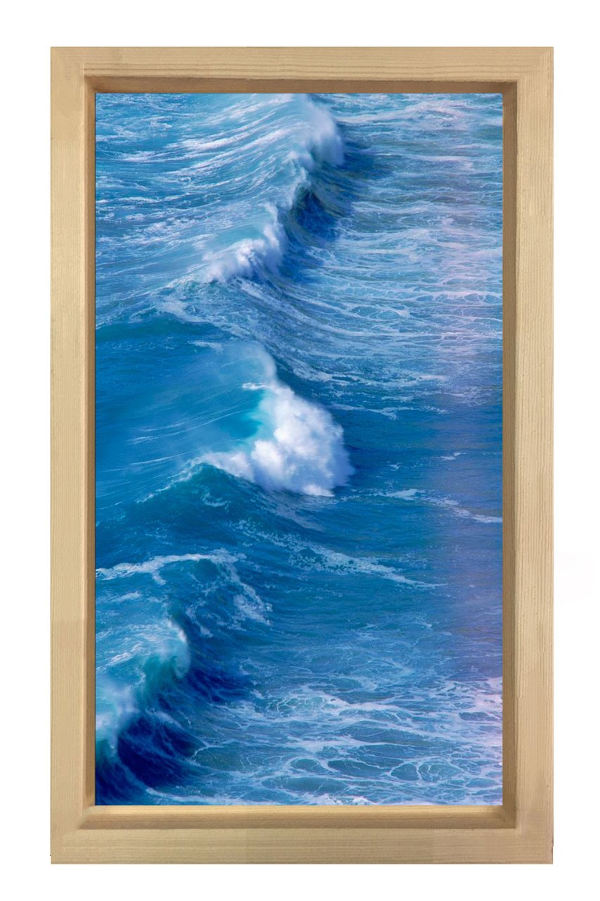 Hırçın Dalgalar Tablosu Naturel Ahşap Çerçeve - 45x30