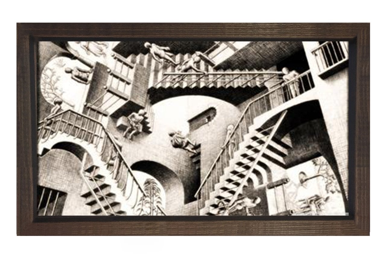 Simetrik Merdiven Tablosu Kahverengi Ahşap Çerçeve - 100x150