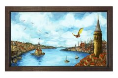 İstanbul Tablosu Kahverengi Ahşap Çerçeve - 70x100