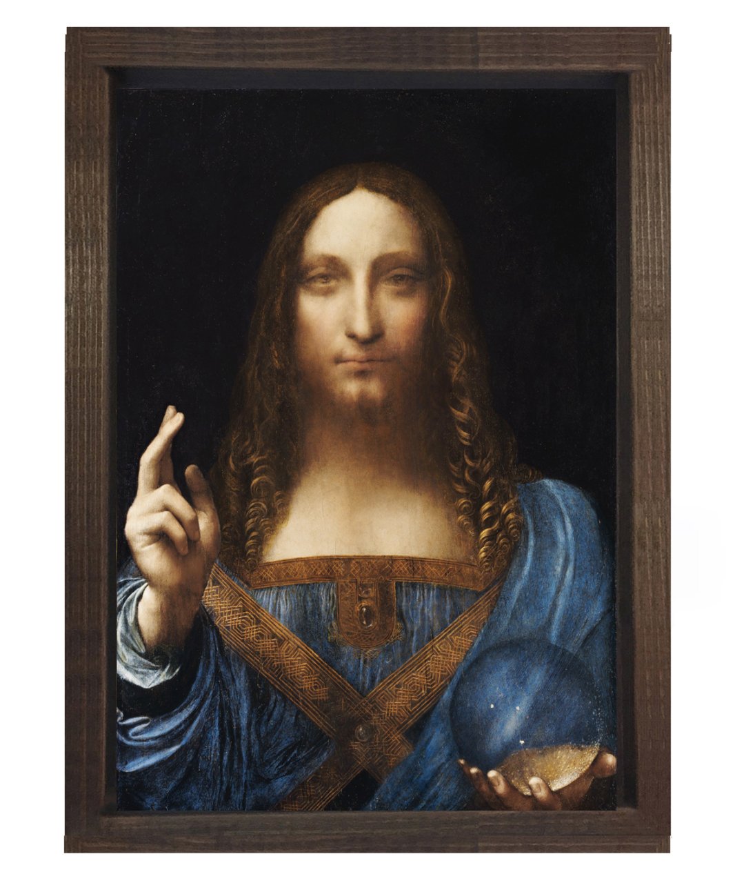 leonardo da vinci salvator mundi tablosu Kahverengi Ahşap Çerçeve - 50x70