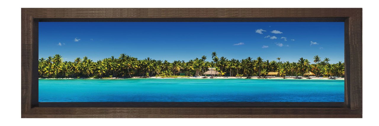 Tropikal Kıyı Tablosu Kahverengi Ahşap Çerçeve - 120x40