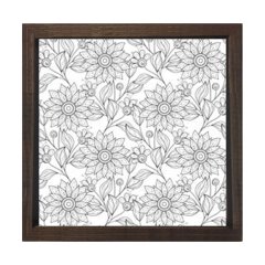 Çiçekli Boyama Tablo Tablosu Kahverengi Ahşap Çerçeve - 100x100