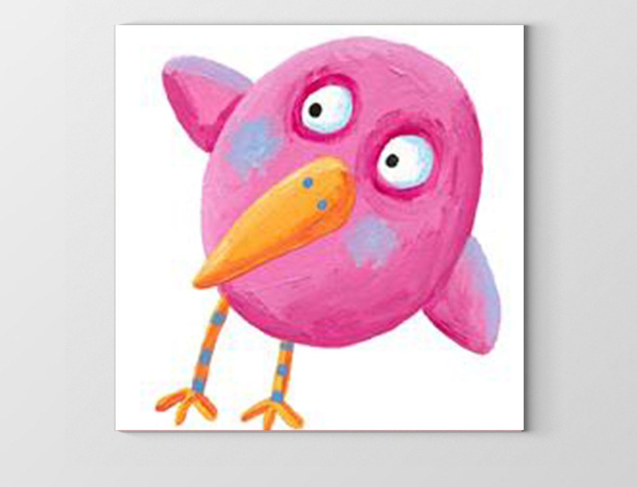 Pembe Kuş Tablosu Çerçevesiz - 60x60