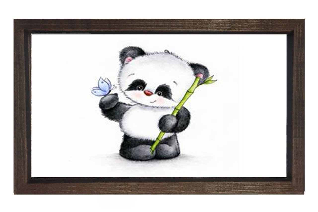 Çiçek Ve Pandacık Tablosu Kahverengi Ahşap Çerçeve - 100x200
