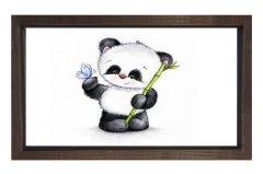 Çiçek Ve Pandacık Tablosu Kahverengi Ahşap Çerçeve - 100x200