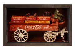 Vintage Coke Cola Arabası Tablosu Kahverengi Ahşap - 70x100
