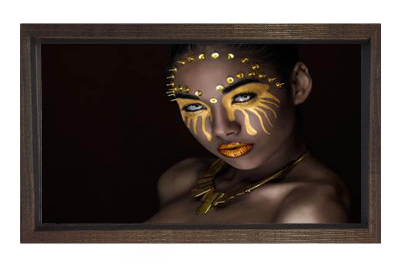 Zenci kadın Tablosu Kahverengi Ahşap Çerçeve - 45x30