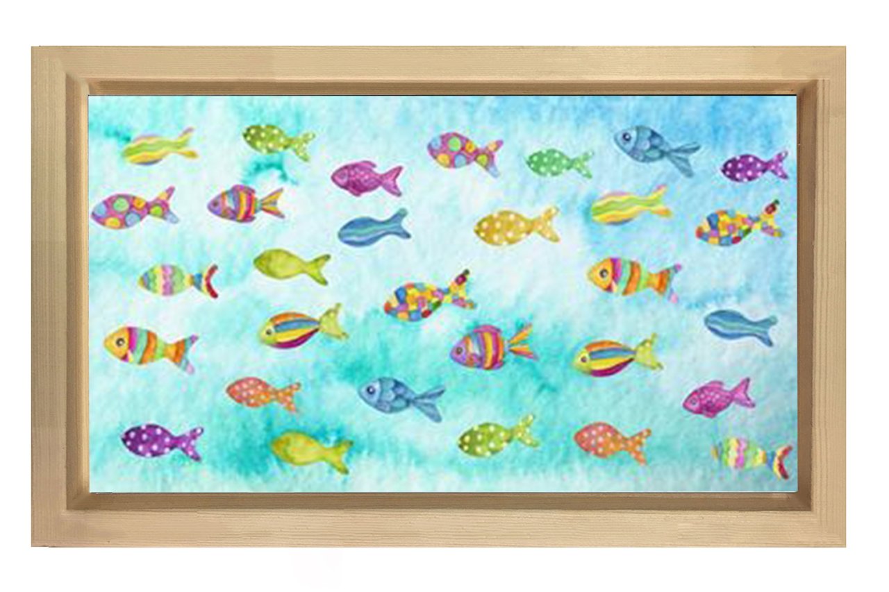 Balıklar Tablosu Naturel Ahşap Çerçeve - 50x90