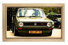 Haki Volkswagen Tablosu Naturel Ahşap - 70x100