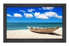Kayık ve Kumsal Tablosu Siyah Ahşap Çerçeve - 45x30