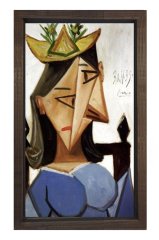 tête de femme Tablosu Kahverengi Ahşap Çerçeve - 50x90