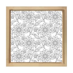 Çiçekli Boyama Tablo Tablosu Naturel Ahşap Çerçeve - 40x40