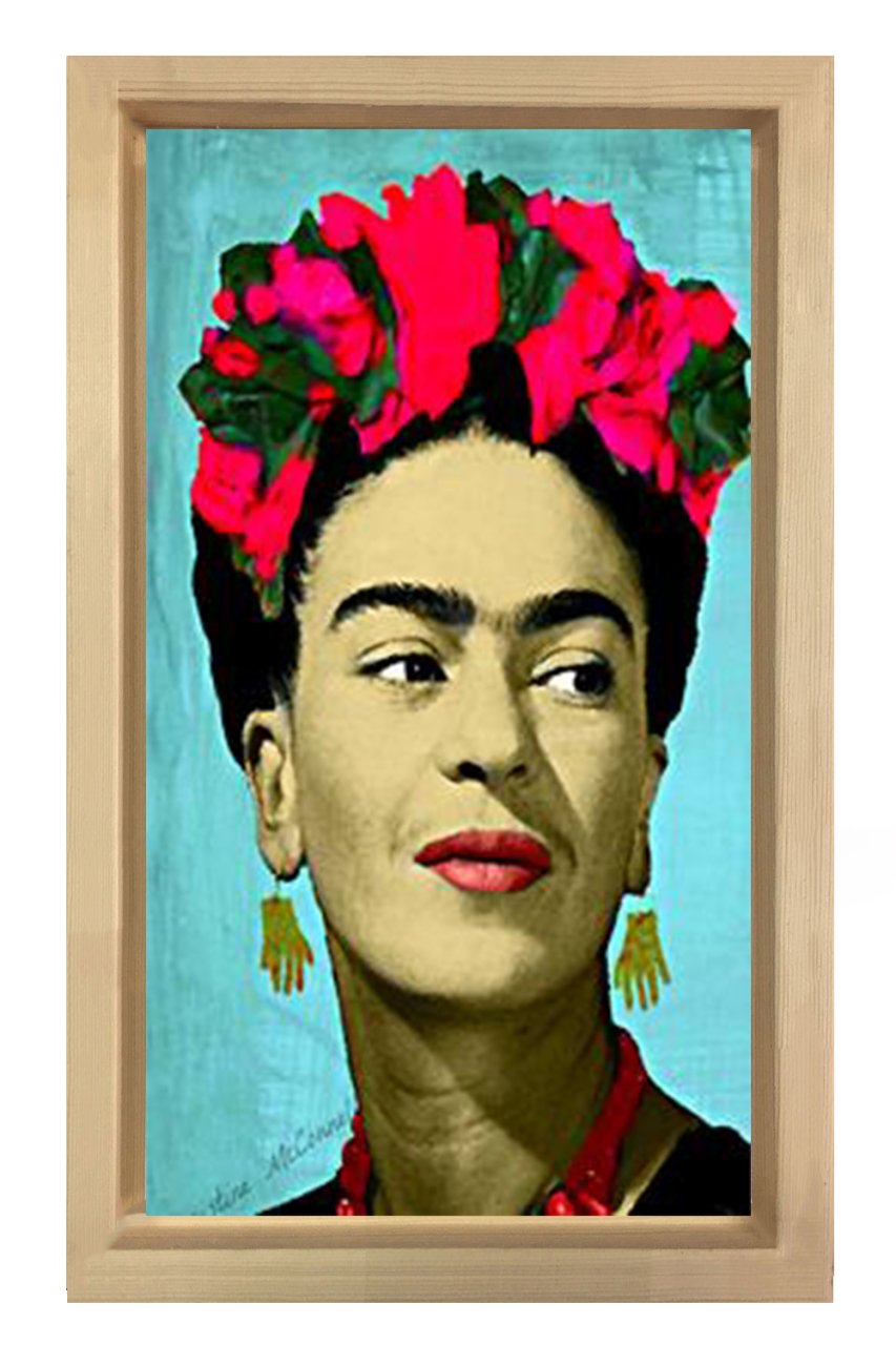Frida Kahlo Naturel Ahşap Çerçeve - 50x90