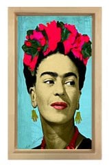 Frida Kahlo Naturel Ahşap Çerçeve - 50x90