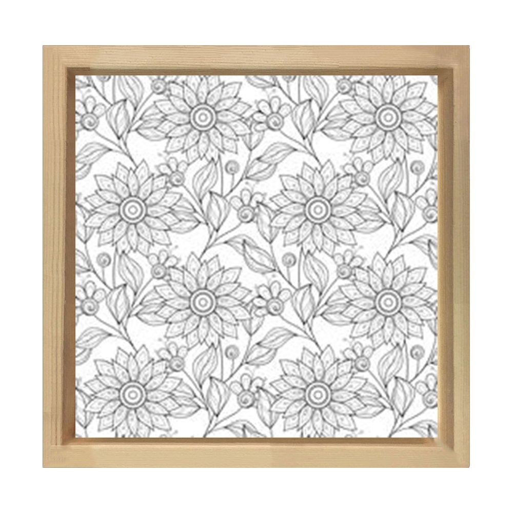 Çiçekli Boyama Tablo Tablosu Naturel Ahşap Çerçeve - 50x50