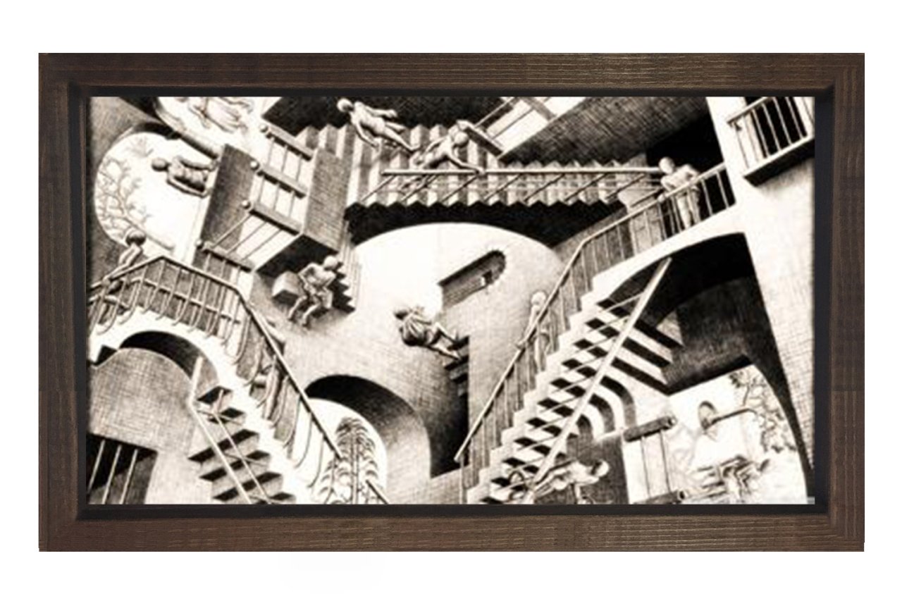 Simetrik Merdiven Tablosu Kahverengi Ahşap Çerçeve - 70x100