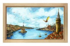 İstanbul Tablosu Naturel Ahşap Çerçeve - 50x90