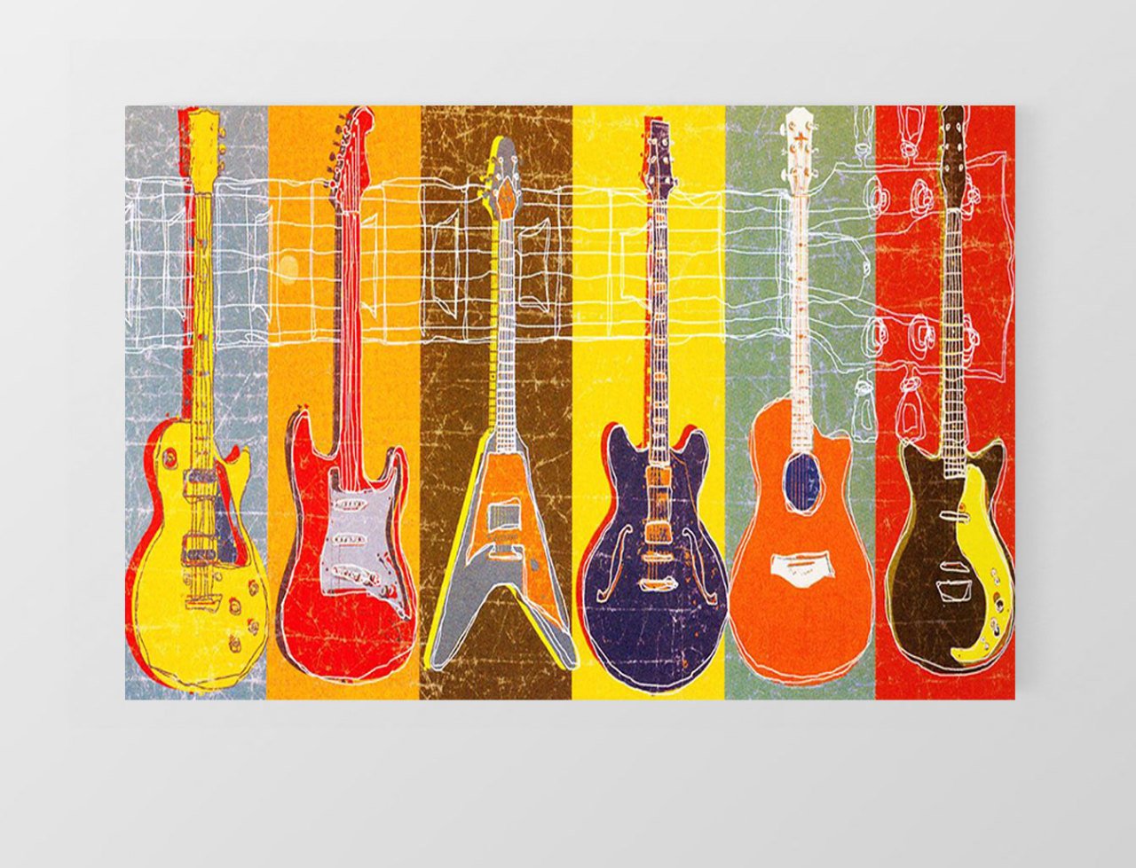 Gitar Türleri Tablosu Çerçevesiz - 70x100