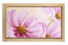 Pembe  Çiçekler Reprödiksiyon Tablosu Naturel Ahşap Çerçeve - 100x150