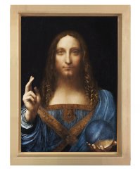 leonardo da vinci salvator mundi tablosu Naturel Ahşap Çerçeve - 45x30