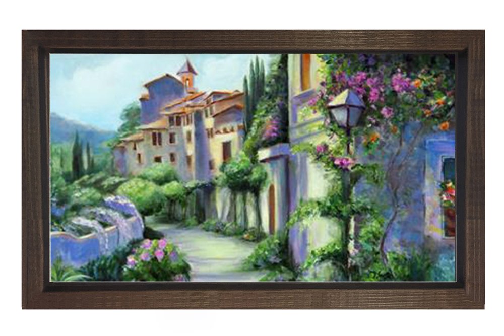 Muhteşem İskele Ve  Gün Doğumu Tablosu Kahverengi Ahşap Çerçeve - 40x60