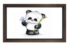 Çiçek Ve Pandacık Tablosu Kahverengi Ahşap Çerçeve - 70x100