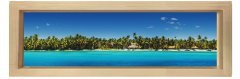 Tropikal Kıyı Tablosu Naturel Ahşap Çerçeve - 150x50