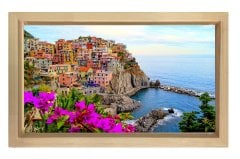 Tatlı Kasaba Ve Deniz  Tablosu Naturel Ahşap Çerçeve - 100x150