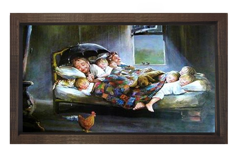 Mutluluğun Resmi Tablosu Kahverengi Ahşap - 50x70
