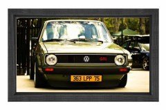Haki Volkswagen Tablosu Siyah Ahşap - 50x70