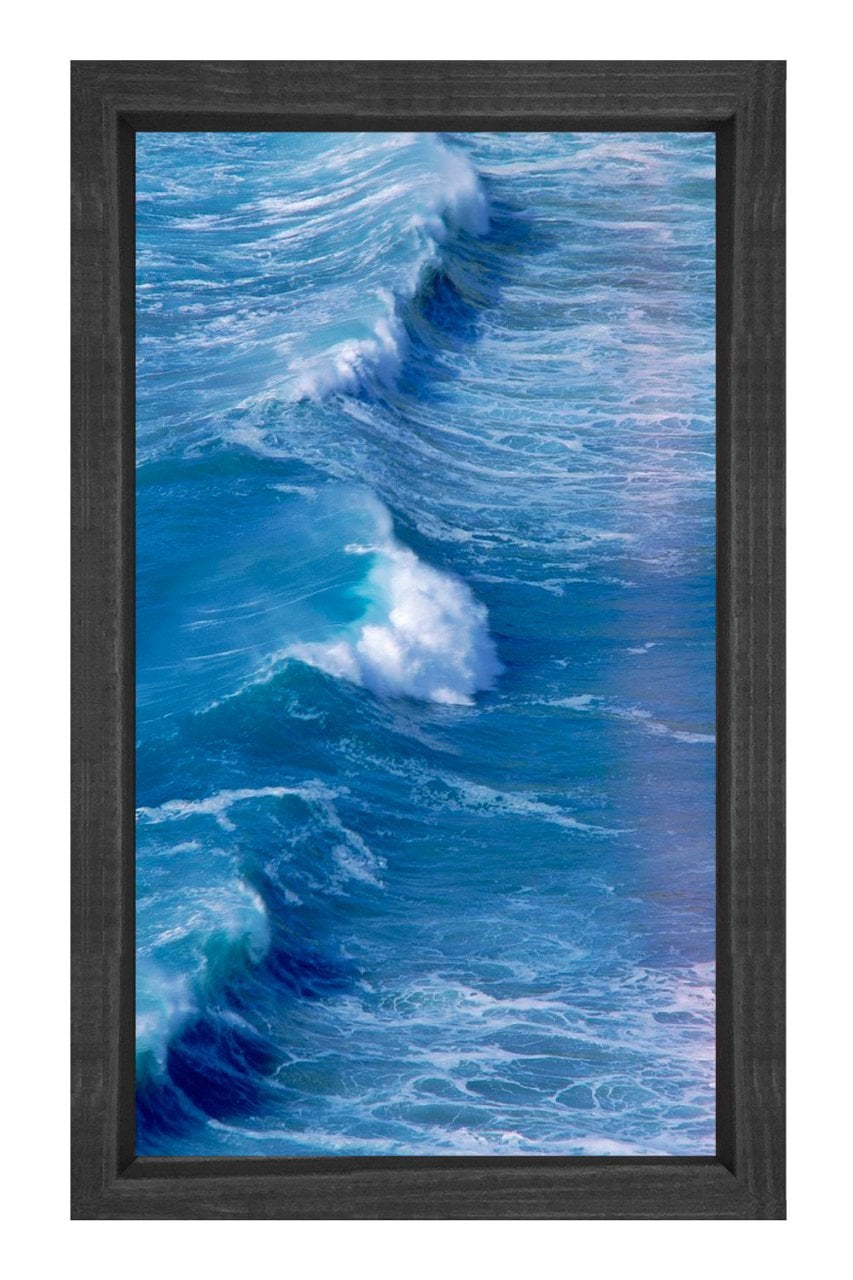 Hırçın Dalgalar Tablosu Siyah Ahşap Çerçeve - 50x90
