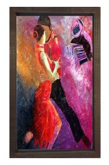 Tango Dansı Tablosu Kahverengi Ahşap Çerçeve - 40x60
