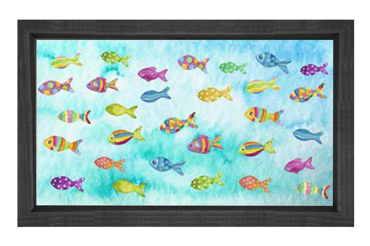 Balıklar Tablosu Siyah Ahşap Çerçeve - 50x70