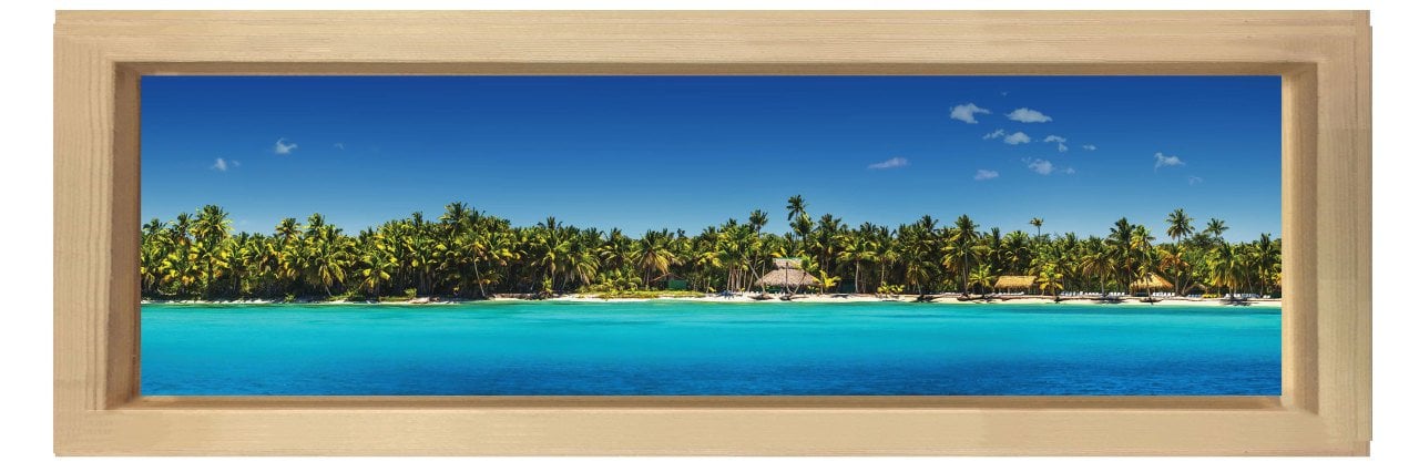Tropikal Kıyı Tablosu Naturel Ahşap Çerçeve - 200x70