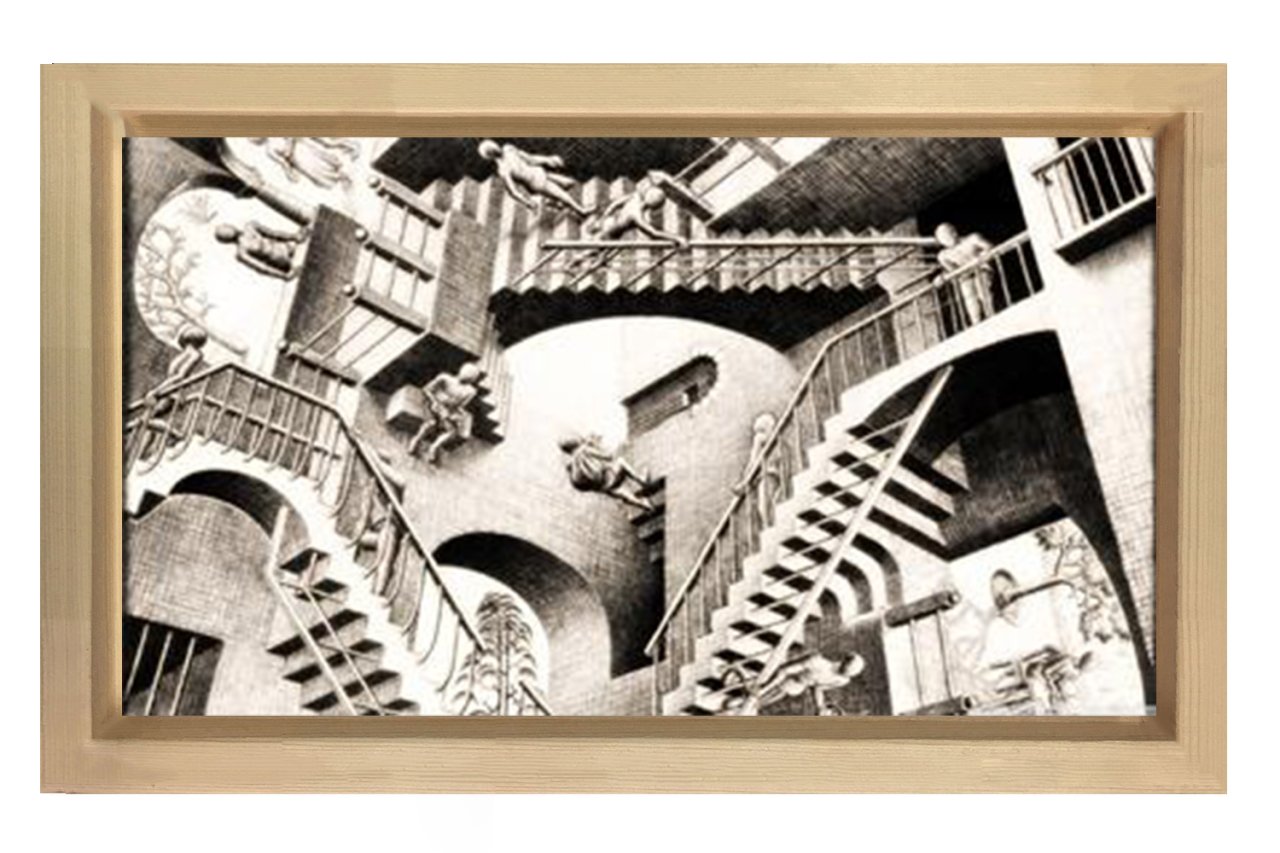 Simetrik Merdiven Tablosu Naturel Ahşap Çerçeve - 40x60