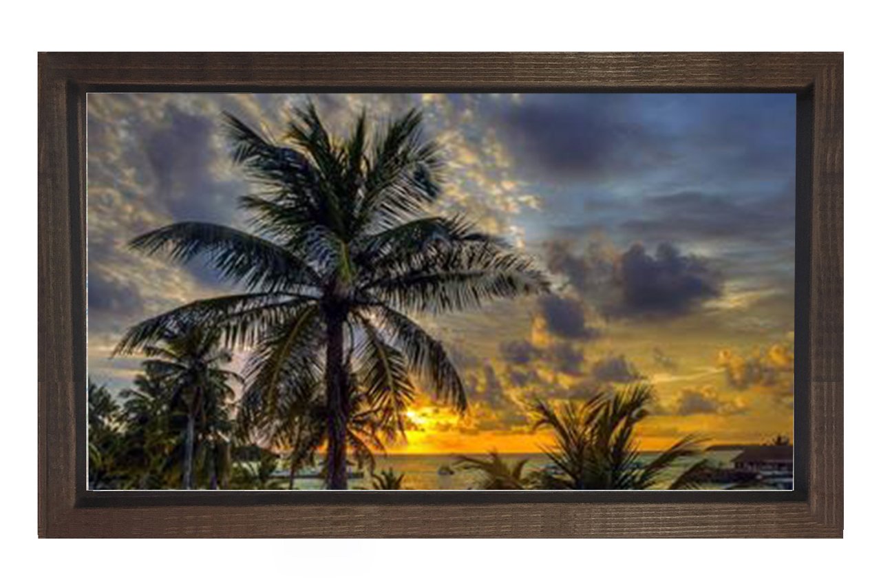 Tropikal Manzara Tablosu Kahverengi Ahşap Çerçeve - 40x60