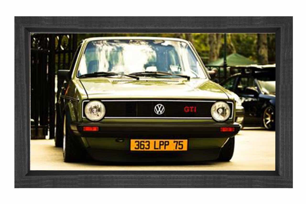 Haki Volkswagen Tablosu Siyah Ahşap - 70x100
